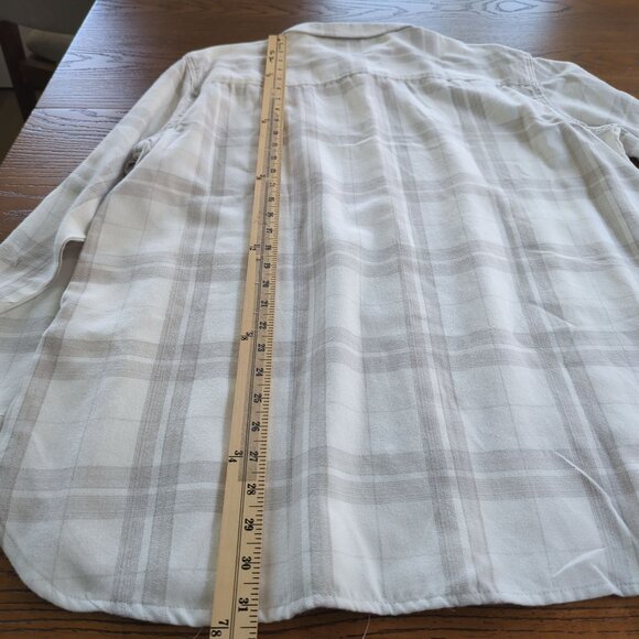 Jach's Girlfriend XXL White & Gray Cozy Plaid Flannel Button down soft Shirt XXL - Picture 14 of 14